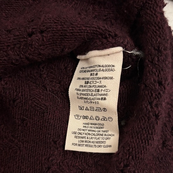 Free People Shoot From The Heart Plum Turtleneck Sweater Bell Sleeve Boho sz M - Picture 7 of 13